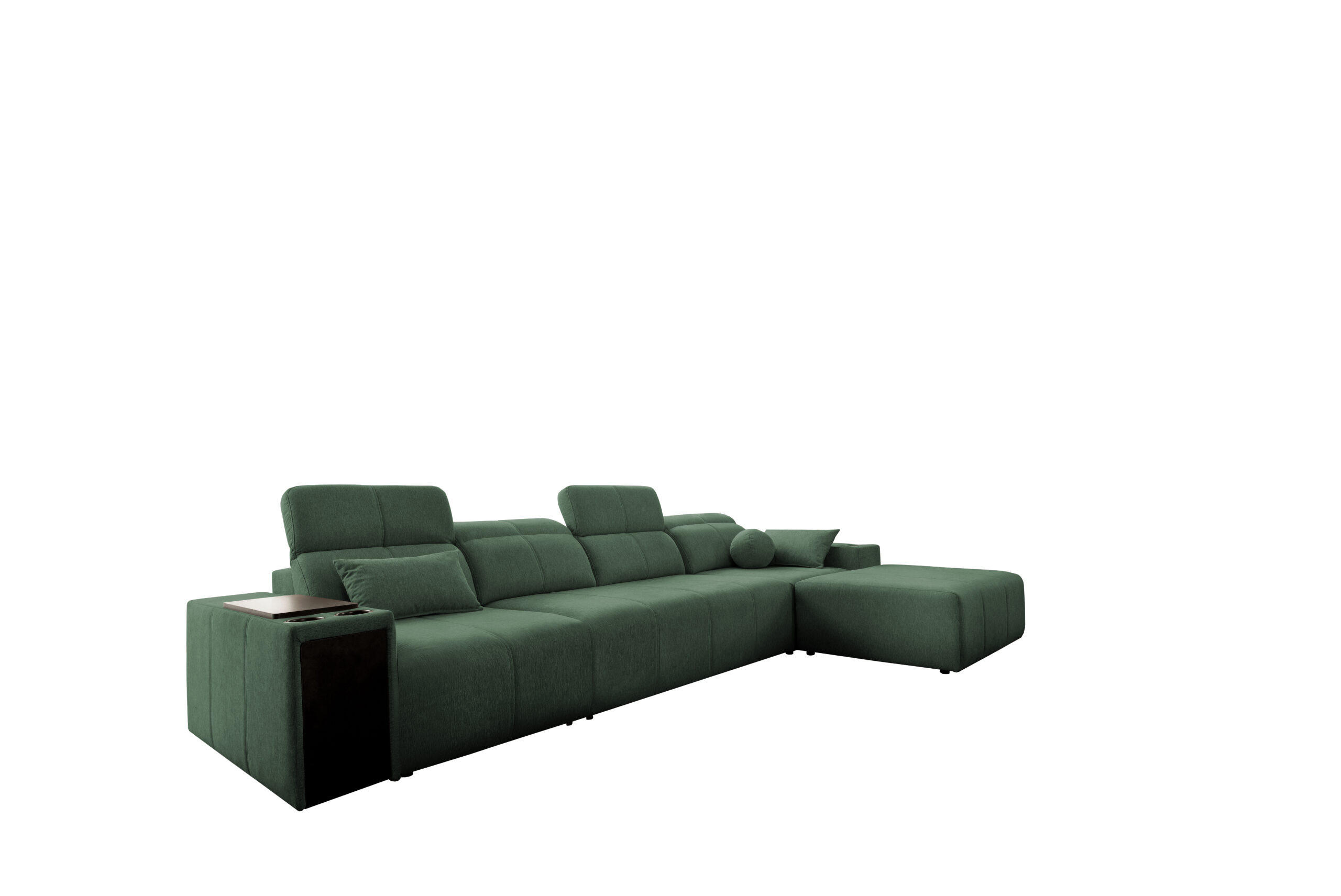 ECKSOFA mit Schlaffunktion und Mindy XII Stoff Verita Grün Rechts - Grün, Holz (348/202cm) - Kaiser Möbel