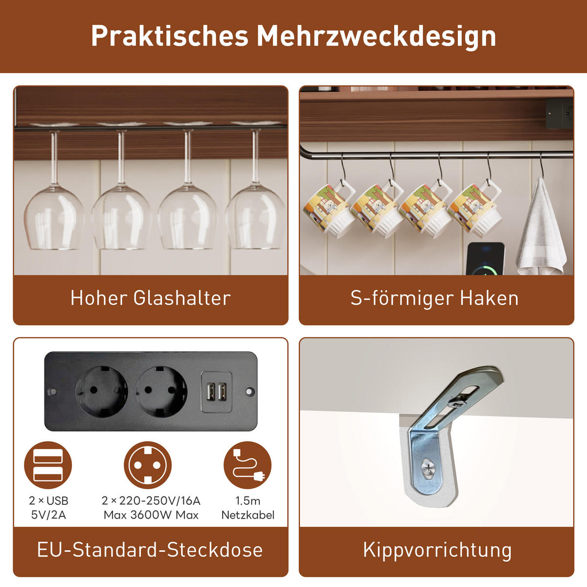HIGHBOARD 120 cm in Weiß & Natur - Weiß, Holzwerkstoff (120/130/40cm) - Urban Meuble