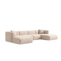 ECKSOFA U-Form, Chenille-Stoff Cremona, Creme, GRETA - Creme, Holz (408/70/179cm) - Kaiser Möbel