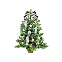 LAALU WEIHNACHTSBAUM geschmückt künstlich SILVER SOLDIER 60 cm mit LED-BELEUCHTUNG IM TOPF - Silberfarben/Weiß, Kunststoff (60cm) - LAALU