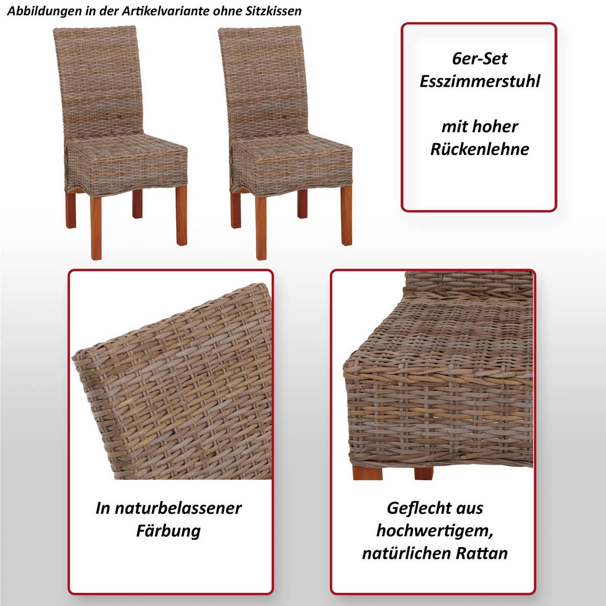ESSZIMMERSTUHL Braun 6er-Set - Braun, Holz (46/96/50cm) - MCW