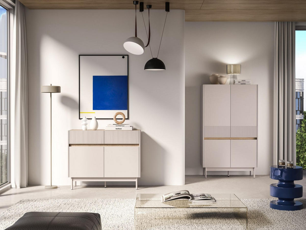 SIDEBOARD Dunea Kaschmirgrau/Eichenholzoptik 104 cm - Taupe, Holzwerkstoff/Metall (104/85/40cm) - Selsey