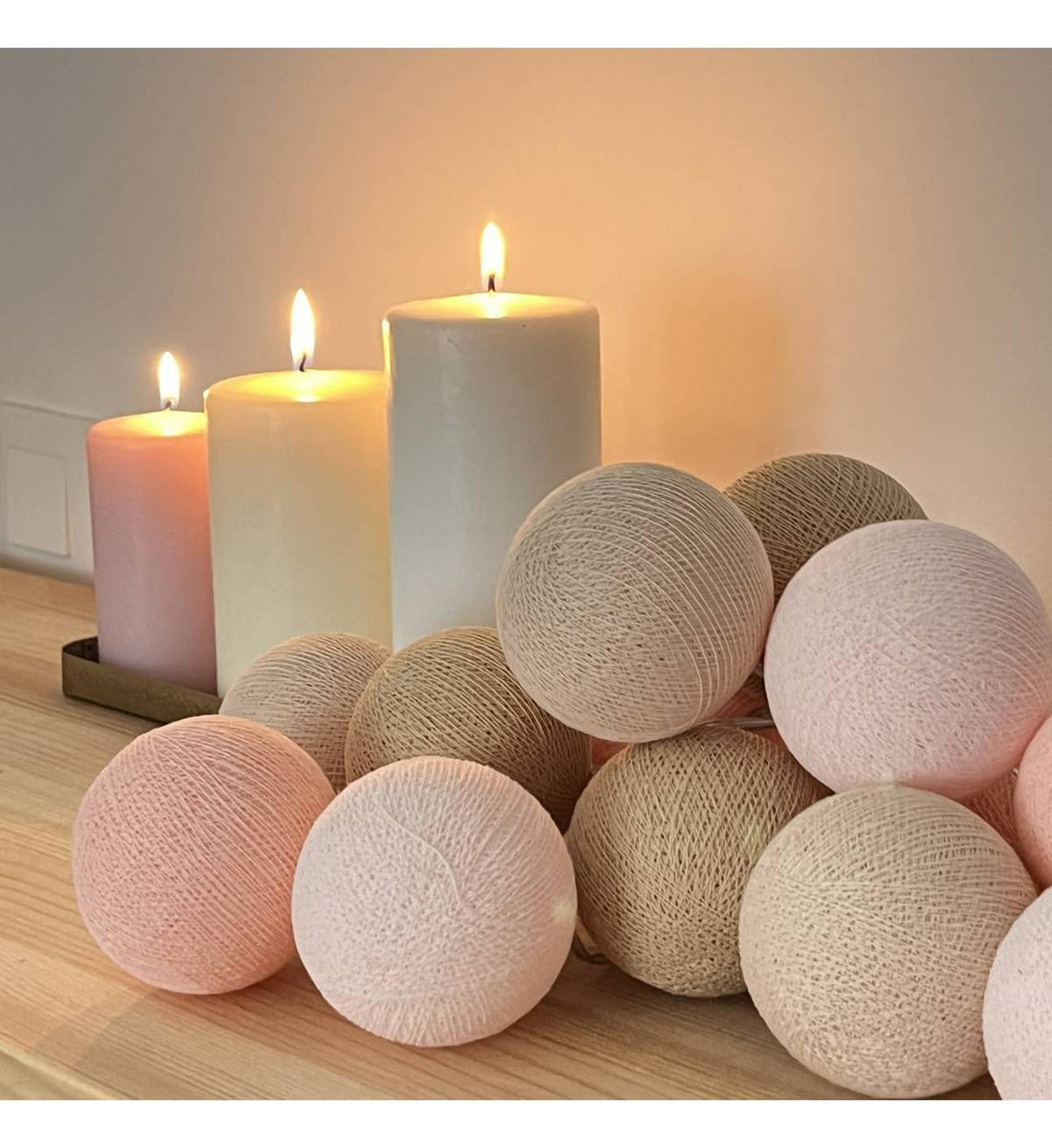 LICHTERKETTE LED Boxen - Olympia - Fleischfarbe - Naturfarben, Textil (165cm) - La case du cousin paul