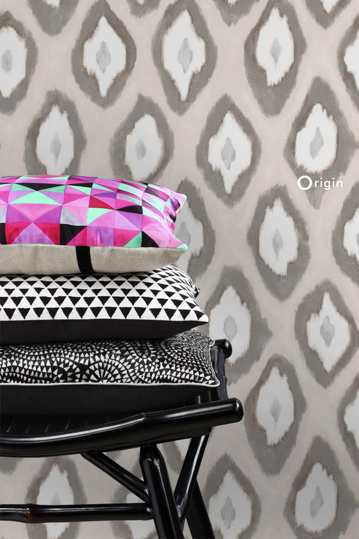 TAPETE Ikat-Motiv 53 cm x 10.05 m - Beige, Papier (53/1000cm) - Origin Wallcoverings