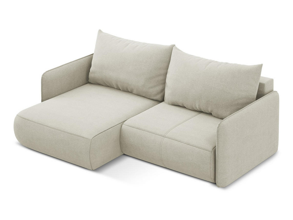 ECKSOFA mit Schlaffunktion Strukturstoff Stoff Beige - Beige/Creme, Kunststoff/Textil (148/207cm) - Makamii