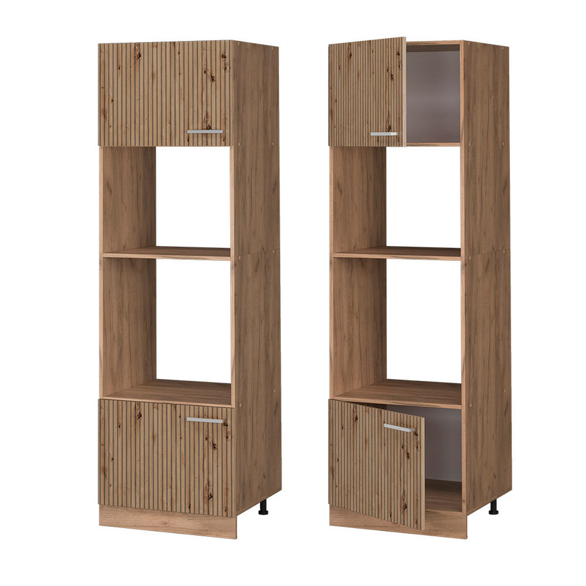 MIKROWELLENSCHRANK R-Line Artisan-Eiche 60 cm - Honigeiche/Eiche Wotan, Holzwerkstoff (60/206.8/57.2cm) - Vicco