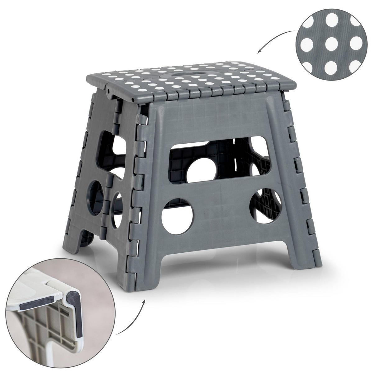 KLAPPHOCKER dunkelgrau 37/30/32 cm - Anthrazit, Kunststoff (30/32/37cm) - ZELLER
