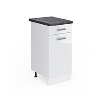 KÜCHENUNTERSCHRANK R-Line Weiß Hochglanz 40 cm, AP Anthrazit - Weiß Hochglanz/Weiß, Holzwerkstoff (40/81.6/60cm) - Vicco