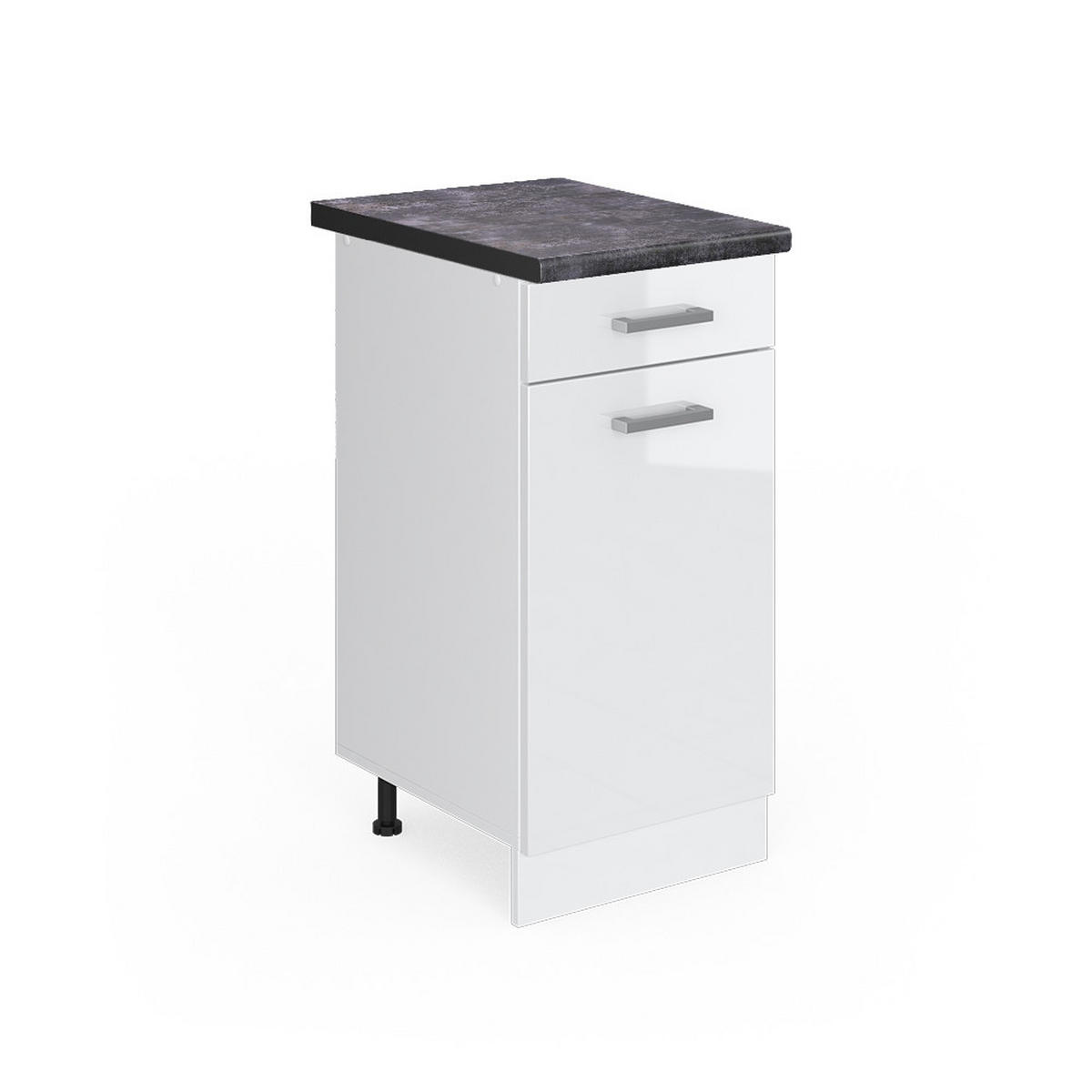 KÜCHENUNTERSCHRANK R-Line Weiß Hochglanz 40 cm, AP Anthrazit - Weiß Hochglanz/Weiß, Holzwerkstoff (40/81.6/60cm) - Vicco