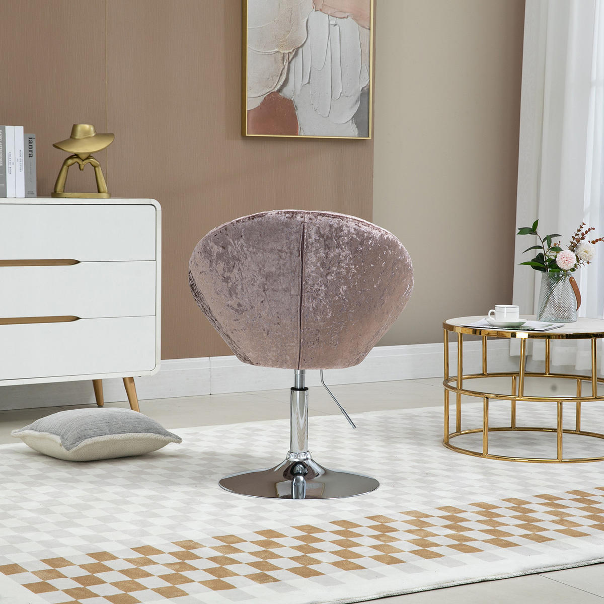 COCKTAILSESSEL HAVANNA Samt Champagner - Silberfarben/Goldfarben, Textil (62/88/58cm) - SVITA