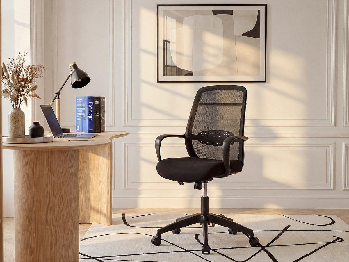 BÜROSTUHL ohne Armlehnen - 60.5 cm x 61.5 cm - stoff - schwarz Vatista - Schwarz, Textil (60.5/103/61.5cm) - Vente-Unique