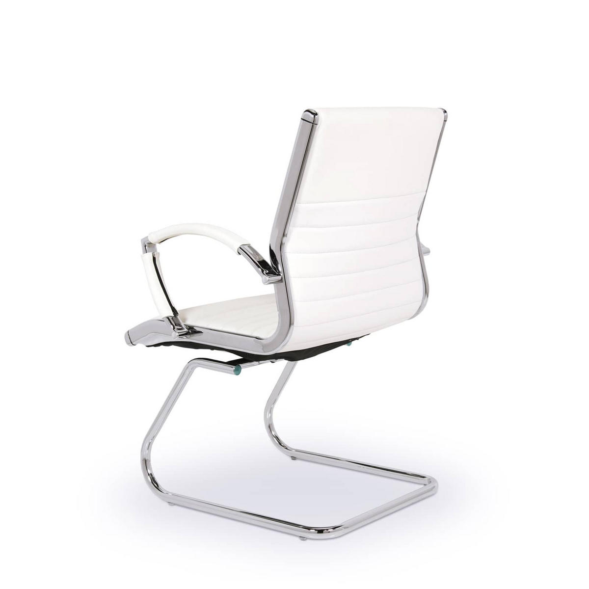 BESUCHERSTUHL Montreal Echtleder Weiss – ergonomisch, 150 kg belastbar - Weiß, Leder/Metall (60/95/60cm) - Versee