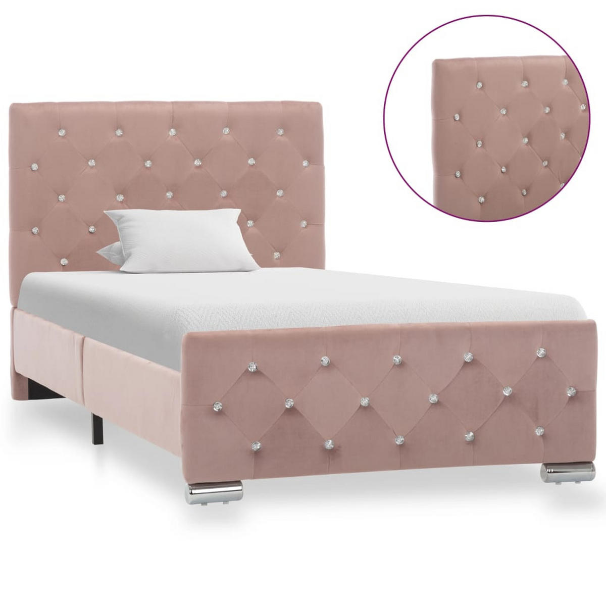 BETTGESTELL Rosa Samt 90/200 Cm - Rosa, Naturmaterialen (90/200cm) - vidaXL