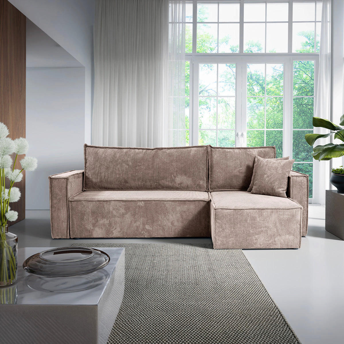 ECKSOFA Ezekiel 3 Sitzplätze Taupe - Taupe, Holz (236/145cm) - Petits-meubles