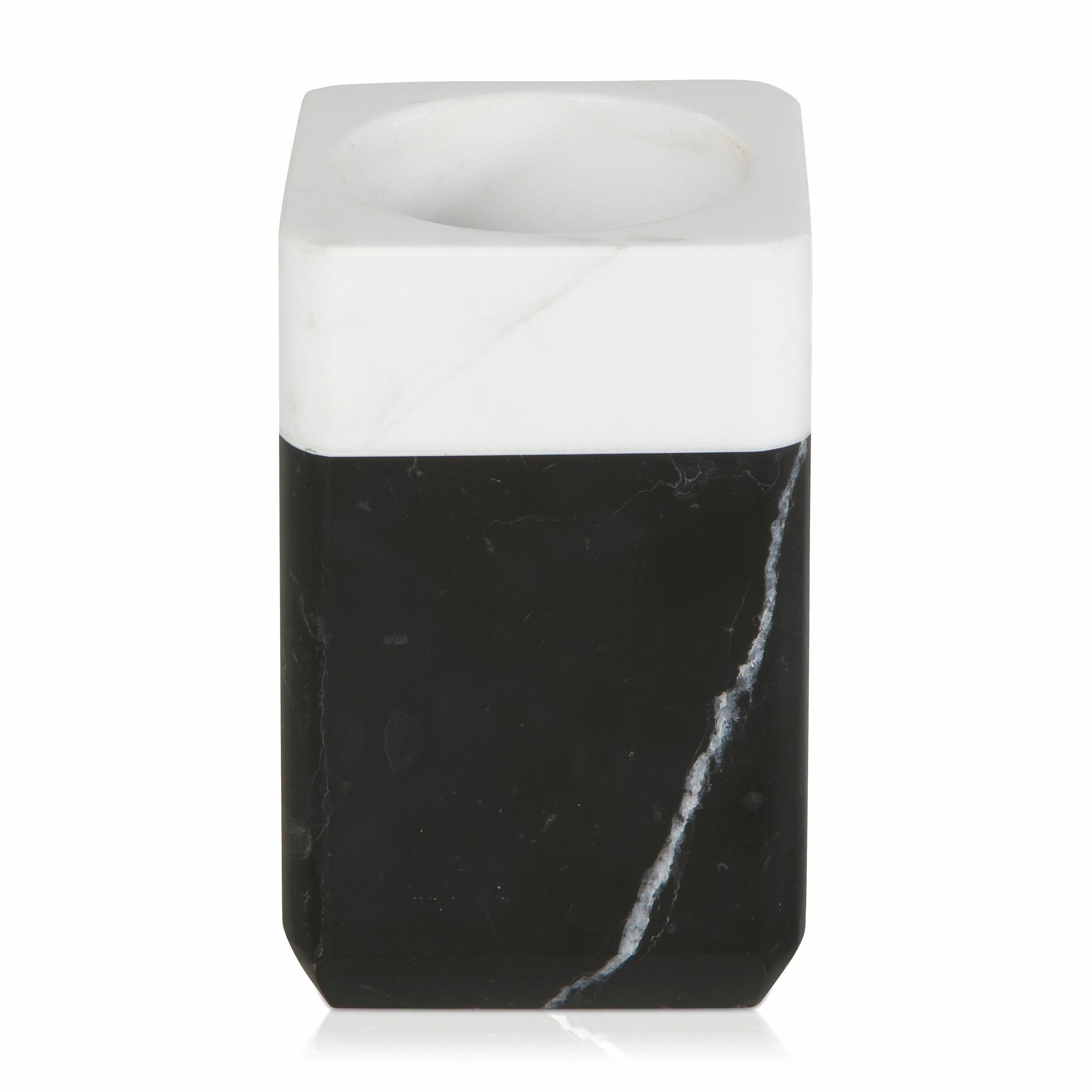 ZAHNBÜRSTENHALTER BLACK & WHITE - Schwarz, Stein (7.1/11.1/7.1cm) - MÖVE