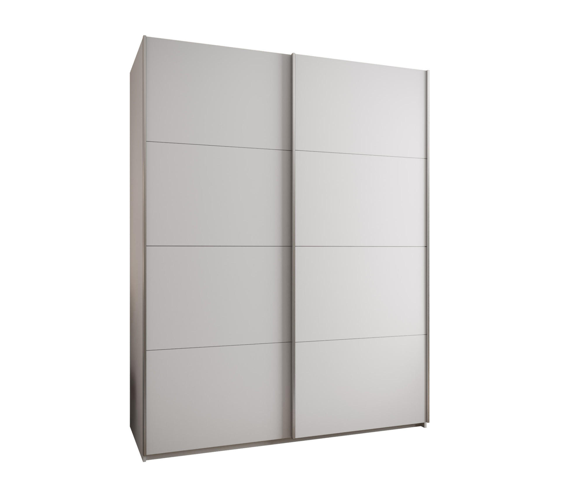 Abiks Möbel SCHWEBETÜRENSCHRANK Weiß, Weiß, Silber 190cm × 64cm × 245cm