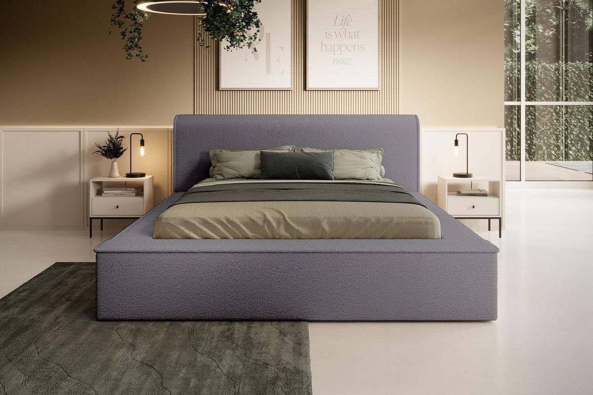 POLSTERBETT aus Polstermaterial Pedrosa 160x200 cm, Grau - Grau, Textil (160/200cm) - Fedve