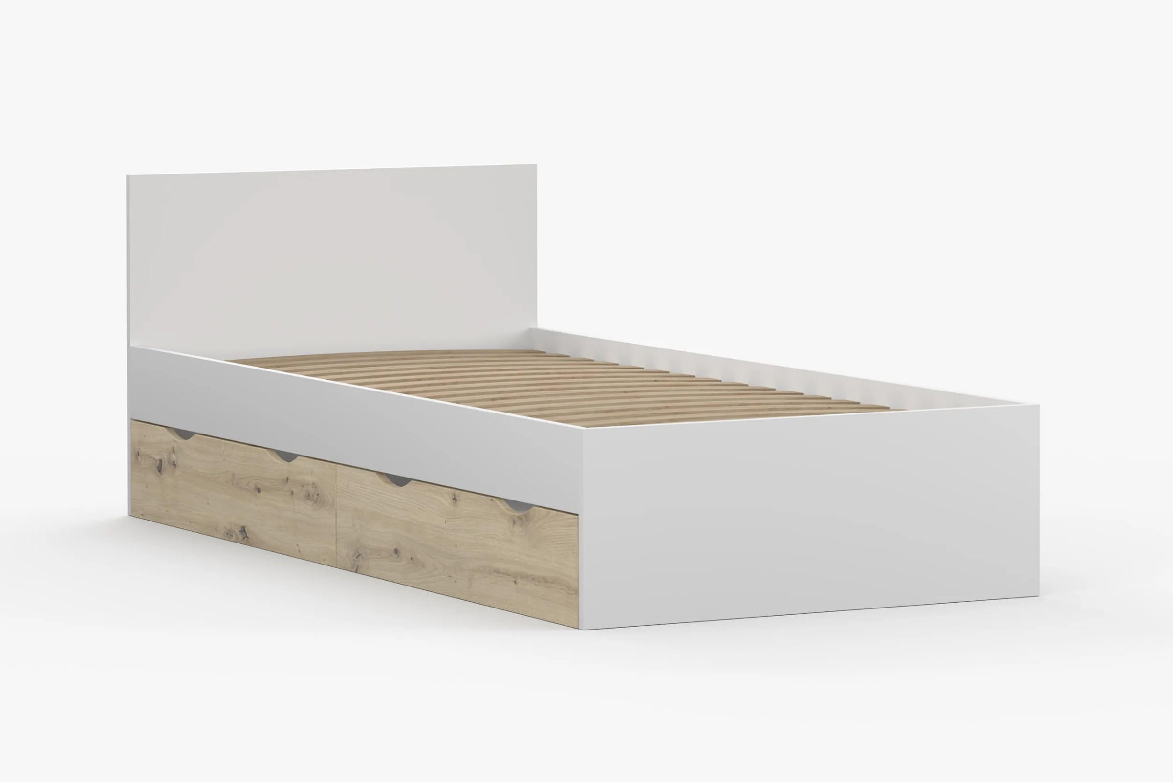 JUGENDBETT JUMI 90/200 in Weiß/Eiche Artisan - Weiß/Eiche Artisan, Holzwerkstoff (90/200cm) - Deine Möbel 24