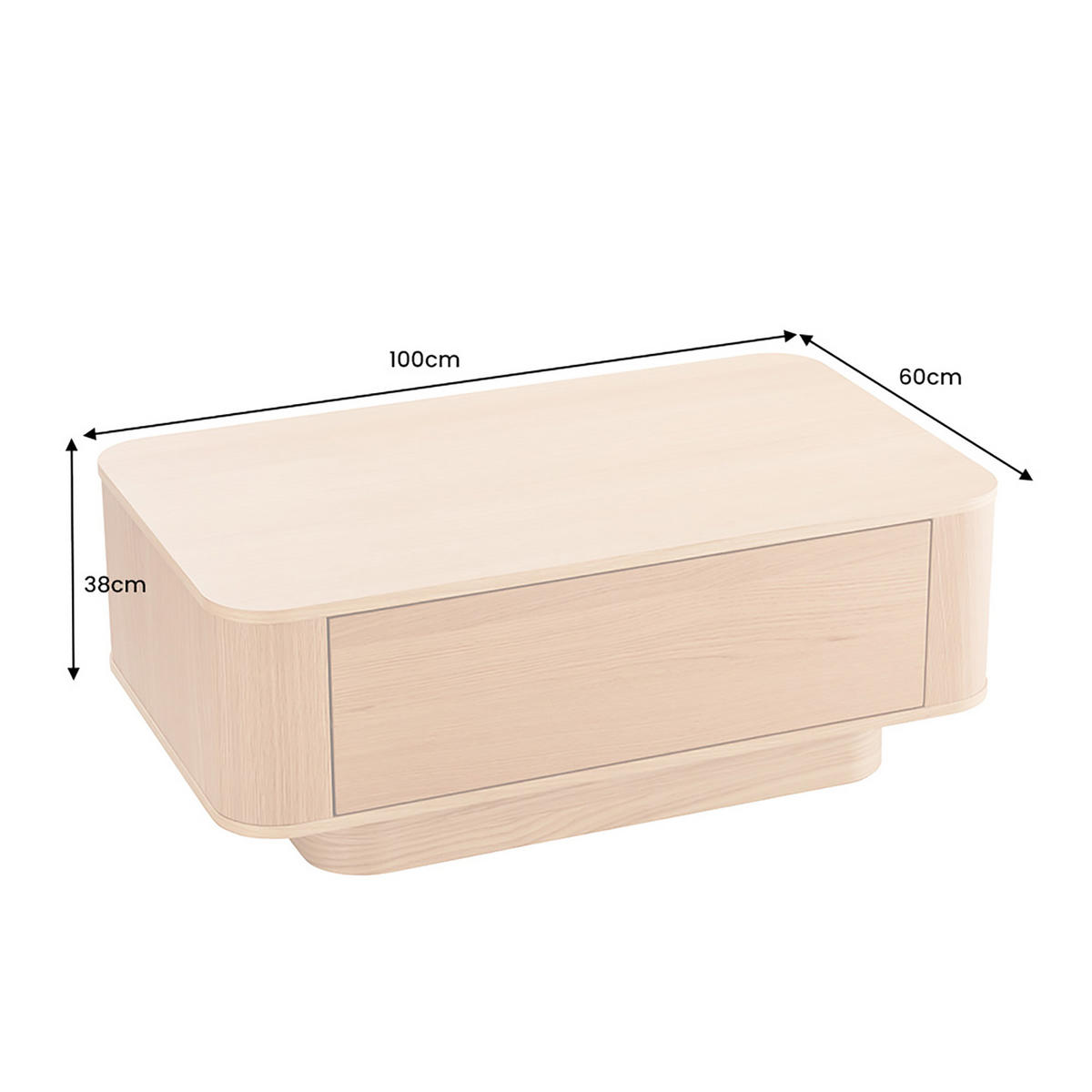 COUCHTISCH VALHALLA WOOD Furnier Natur 100 cm - Braun, Holz (60/100/38cm) - riess-ambiente