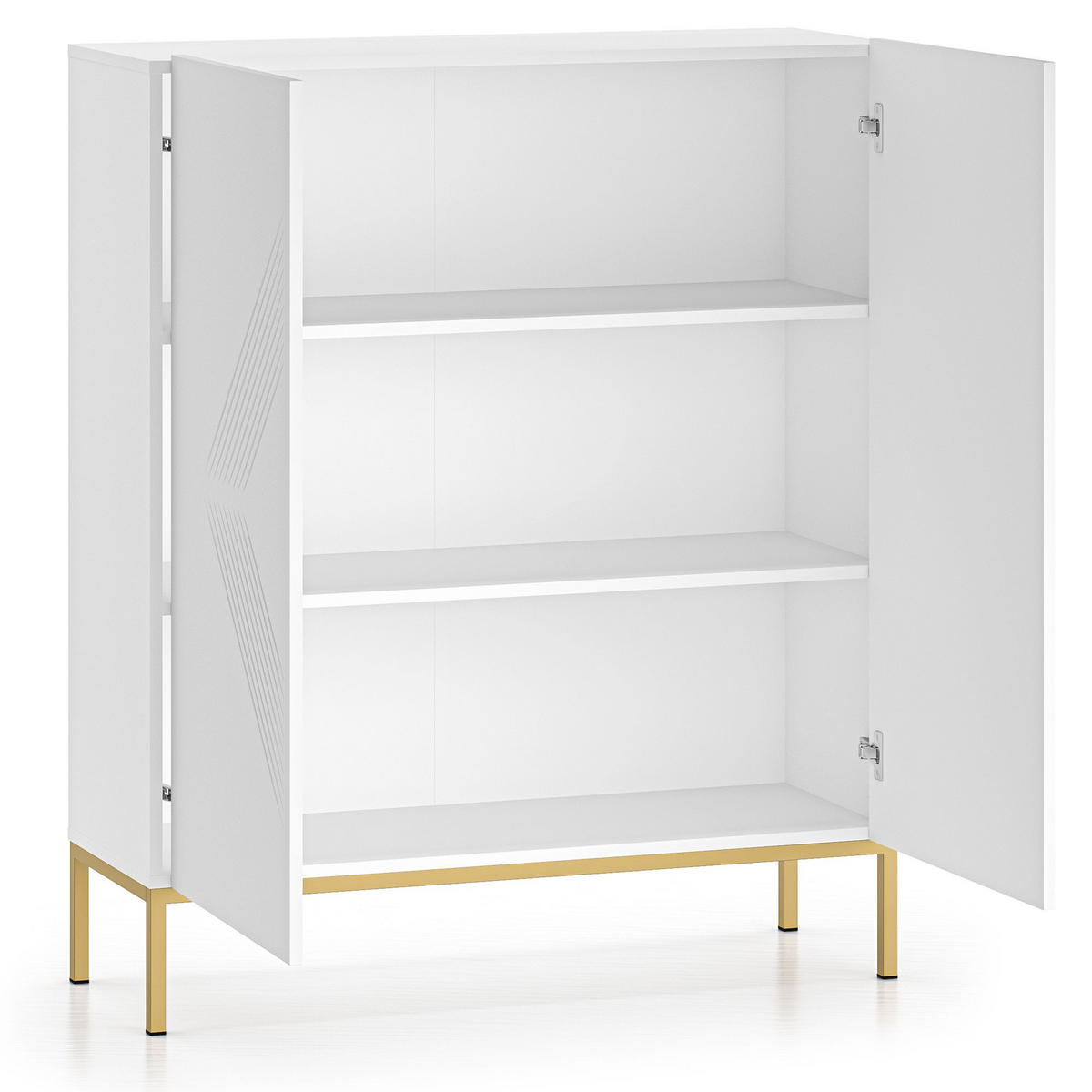 KOMMODE NEBRO,Weiß/Goldfarben - Goldfarben/Weiß, Holzwerkstoff (100/120/37cm) - KONSIMO®
