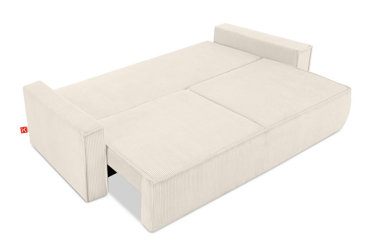 SCHLAFSOFA NAPI in Pet Friendly Cord-Stoff, ecru - Ecru/Schwarz, Textil (228/89/101cm) - KONSIMO®
