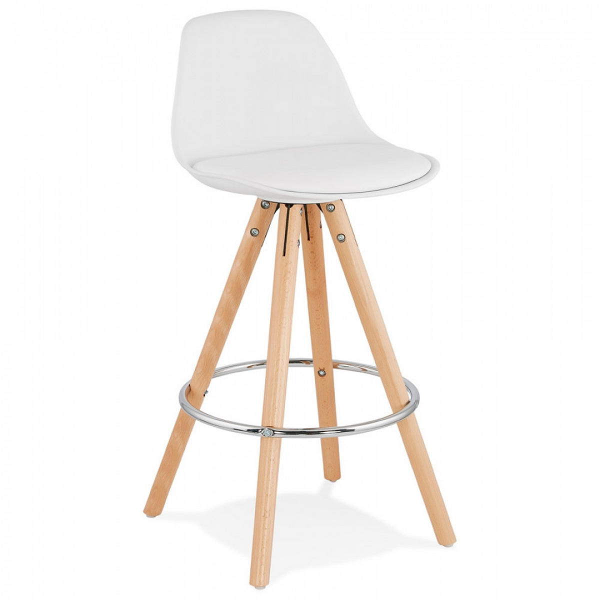 BARHOCKER Weiß 42x85x42cm - Buchefarben/Weiß, Holz/Kunststoff (42/85/42cm) - AlterEgo