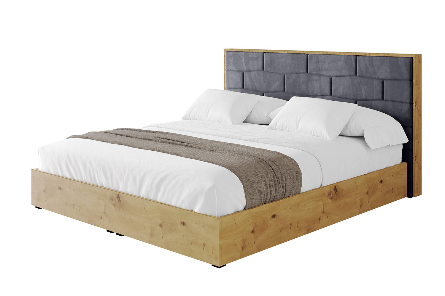 POLSTERBETT mit Bettkasten und Lattenrost, Bett mit Matratze H3/H4 - ENZO8 140x200 Dunkelgrau - Dunkelgrau, Holzwerkstoff/Textil (140/200cm) - ALTDECOR