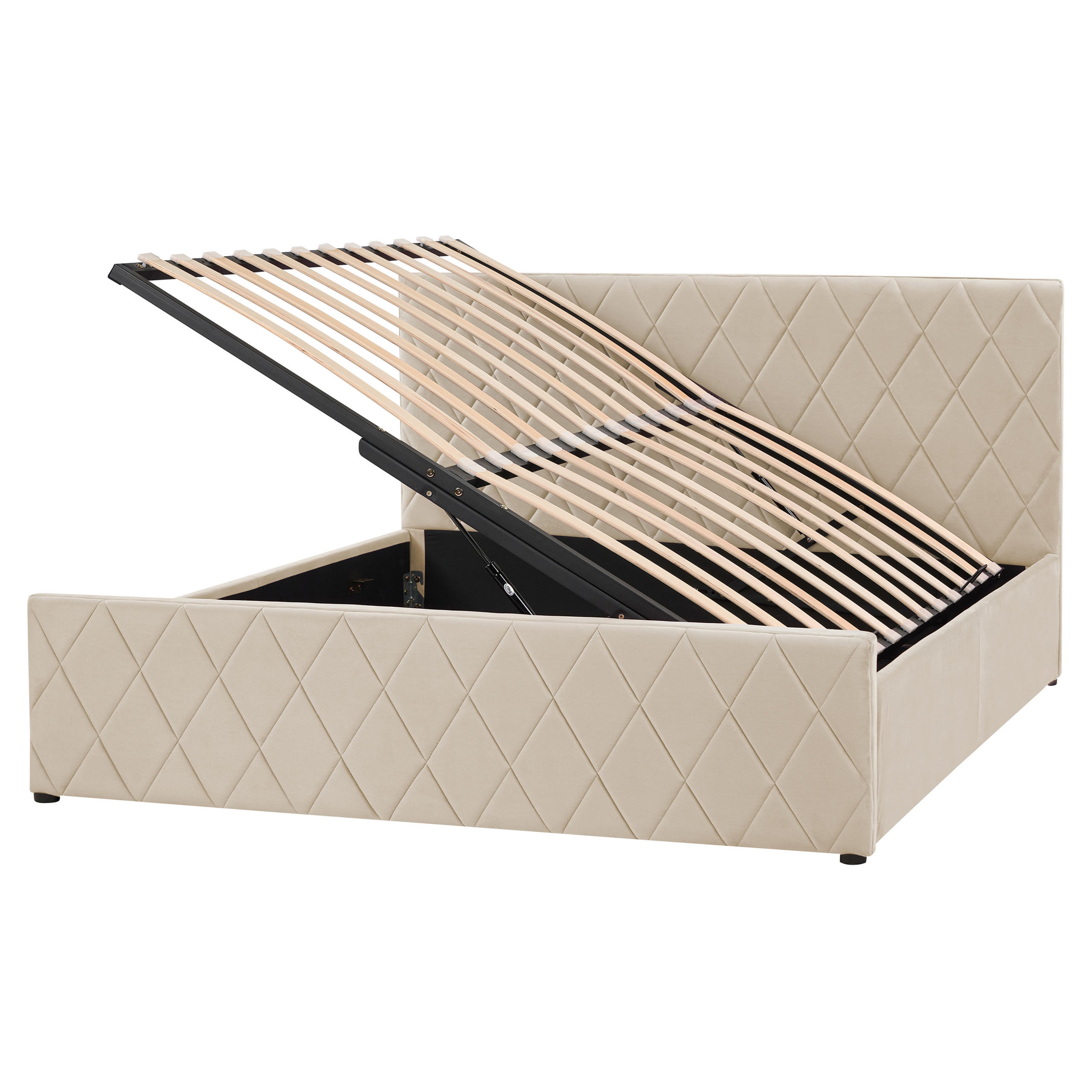 BETT mit Stauraum 160x200 cm Beige Rochefort - Beige, Textil (160/200cm) - Beliani