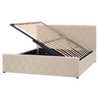 BETT mit Stauraum 160x200 cm Beige Rochefort - Beige, Textil (160/200cm) - Beliani