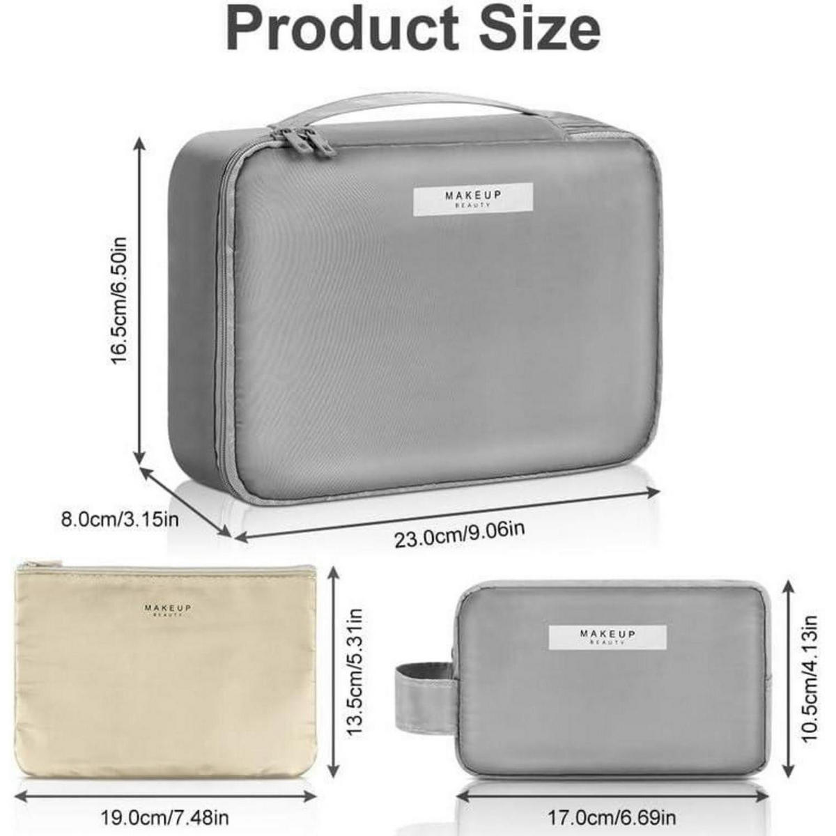 KULTURBEUTEL 2-teiliges Set Grau - Grau, Textil (21/2.5/30cm)