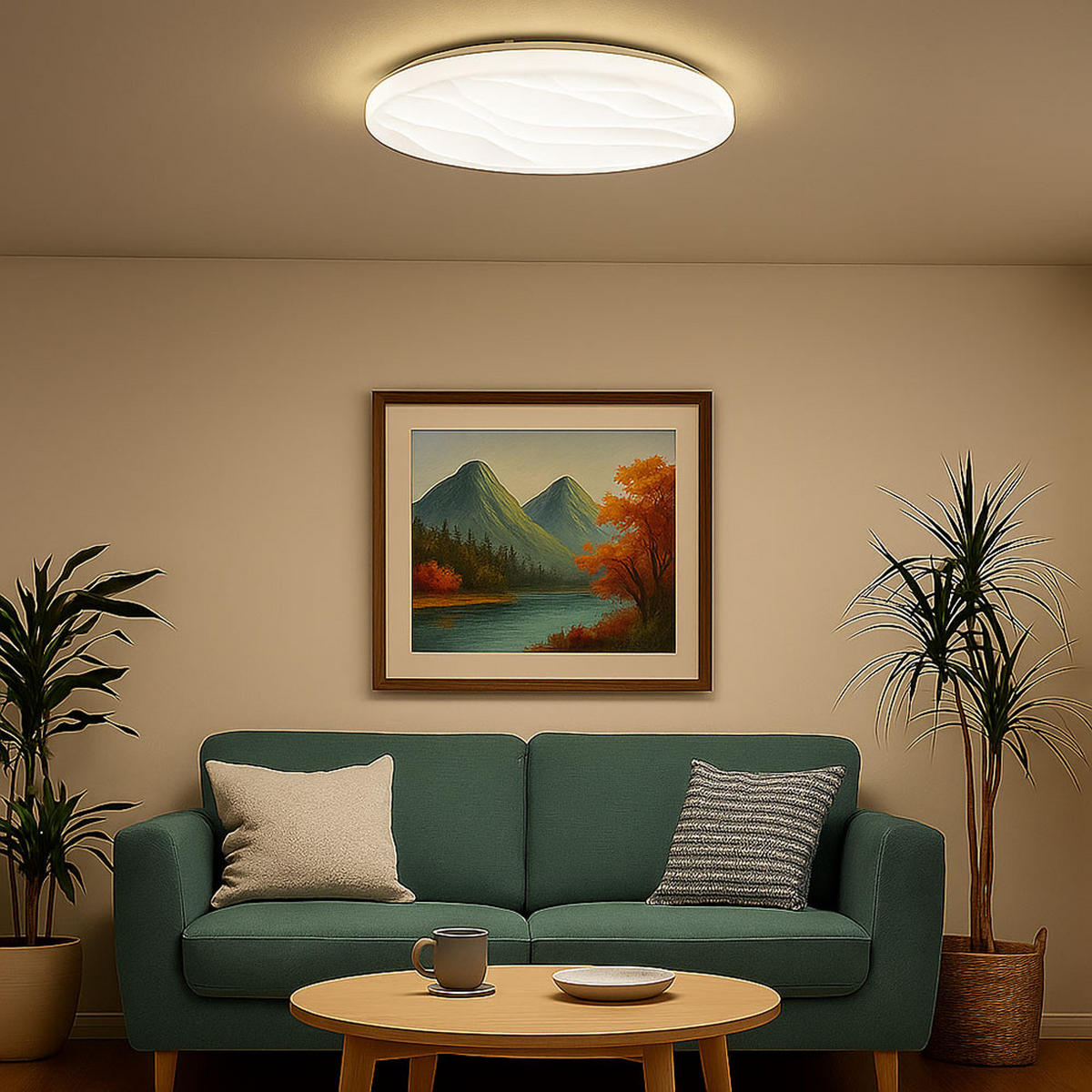 LED DECKENLEUCHTE Wellendekor Weiß - Weiß, Metall (44/44/7cm)