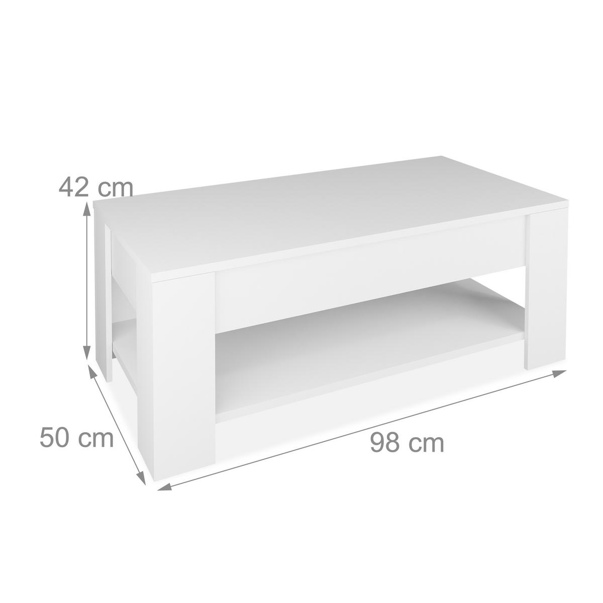 COUCHTISCH - Weiß, Holzwerkstoff/Metall (50/98/42cm) - Relaxdays