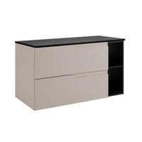 BADEZIMMERSCHRANK: Kaschmir / Schwarz, 100 (80 + 20) x 46 x 58 cm - Kaschmir/Schwarz, Holzwerkstoff (100/58/46cm) - 3XE LIVING