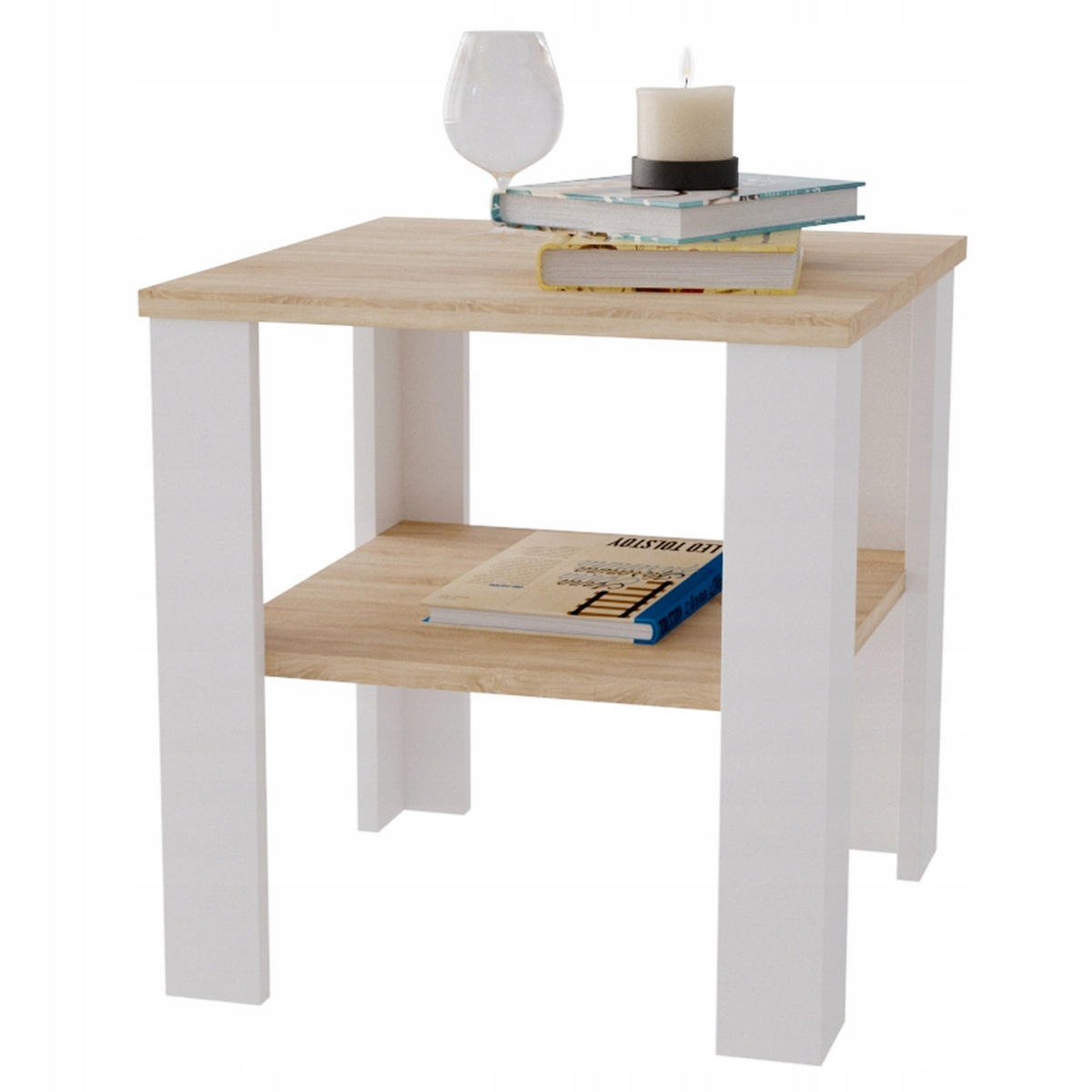 COUCHTISCH Lara53 53/47/53 - Weiß/Sonoma Eiche, Holzwerkstoff (53/53/47cm) - RAUMHIRSCH FURNITURE