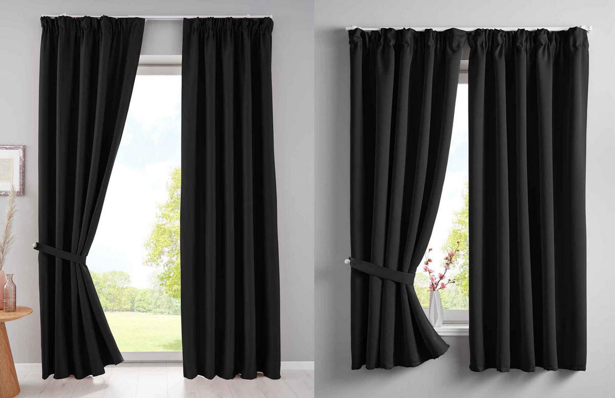 VORHANG »NewYork« HxB 245x140 cm Schwarz - Schwarz, Textil (140/245cm) - Gardinenbox