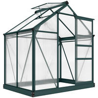 GEWÄCHSHAUS DE-11891 Polycarbonat mit Dachluke & Regenrinne Dunkelgrün - Grün, Kunststoff (132/201/190cm) - ComfortXL