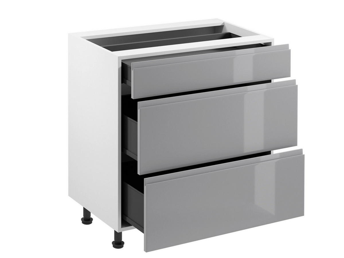 UNTERSCHRANK – 80 cm – D80S3 – Velmora – Grau - Grau, Holzwerkstoff (80/82/47cm) - ROYAL24_MARKT