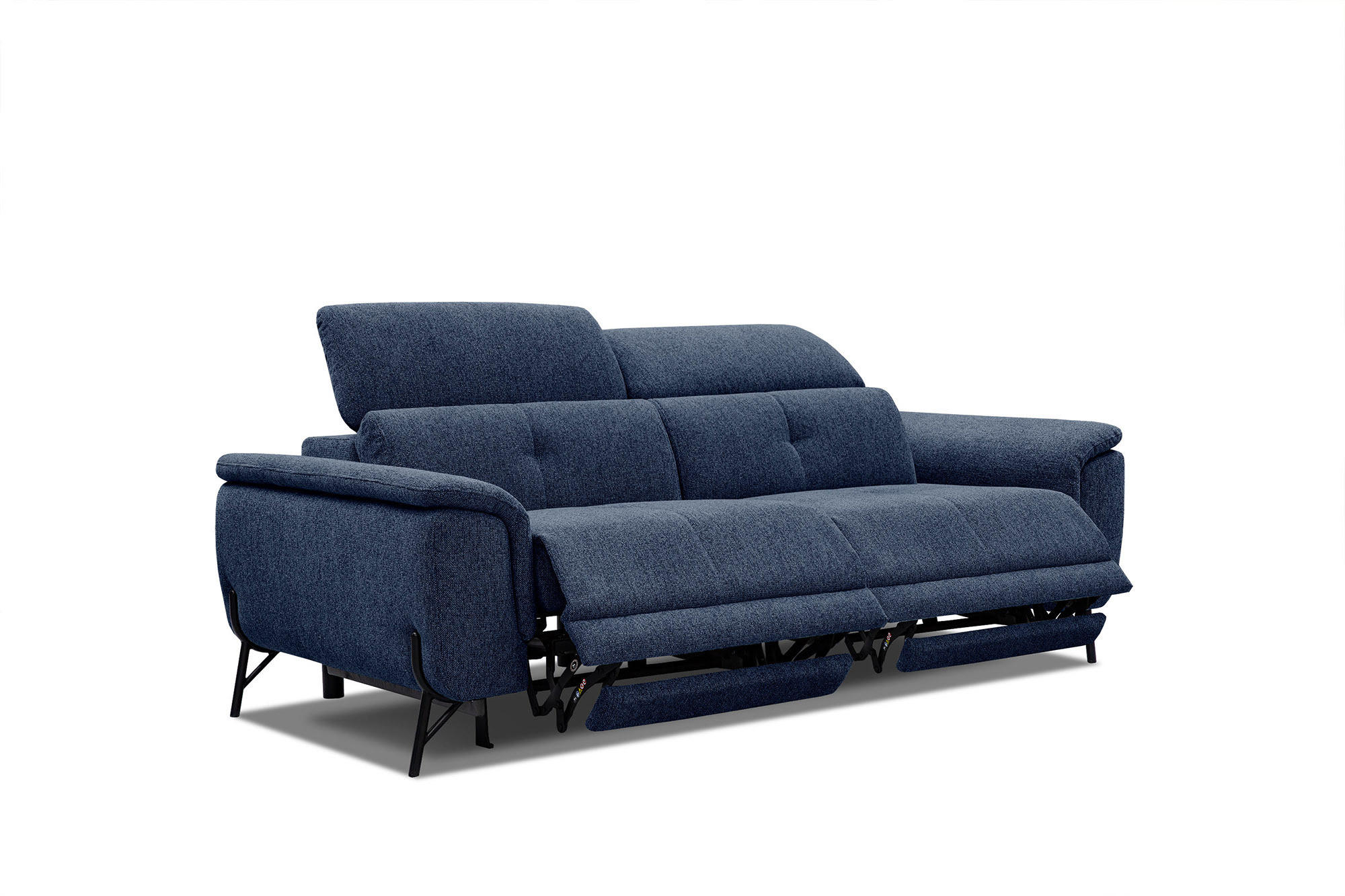 SOFA AVENA 3-Sitzer mit 2 Relaxfunktionen, dunkelblau - Dunkelblau, Holzwerkstoff/Textil (204/80/108cm) - Courtois Laville