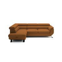 ECKSOFA RAVEN L mit Schlaffunktion und Bettkasten, Freistehend, Polstersofa mit Verstellbaren Kopfstützen, 257x198x96 cm, Linke, Braun - Braun, Holz/Textil (198/256cm) - DomoHome