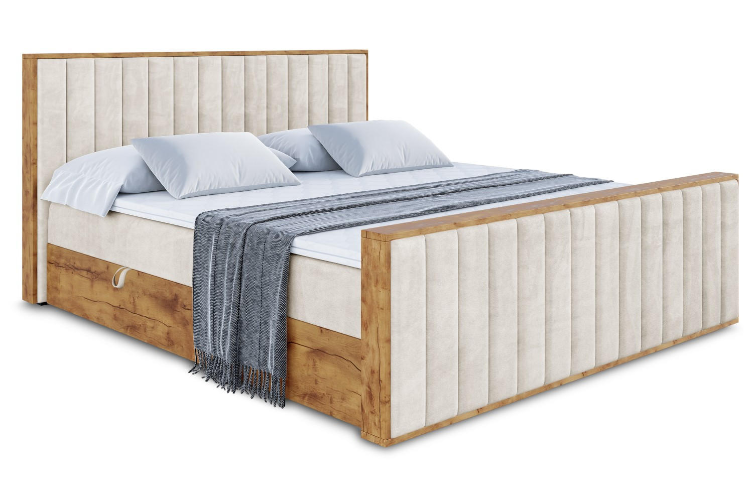 BOXBETT mit Matratze H3 und Lattenrost - LOLLI4-Z - 160x200 - Beige Casablanca - Beige, Holzwerkstoff (160/200cm) - ALTDECOR