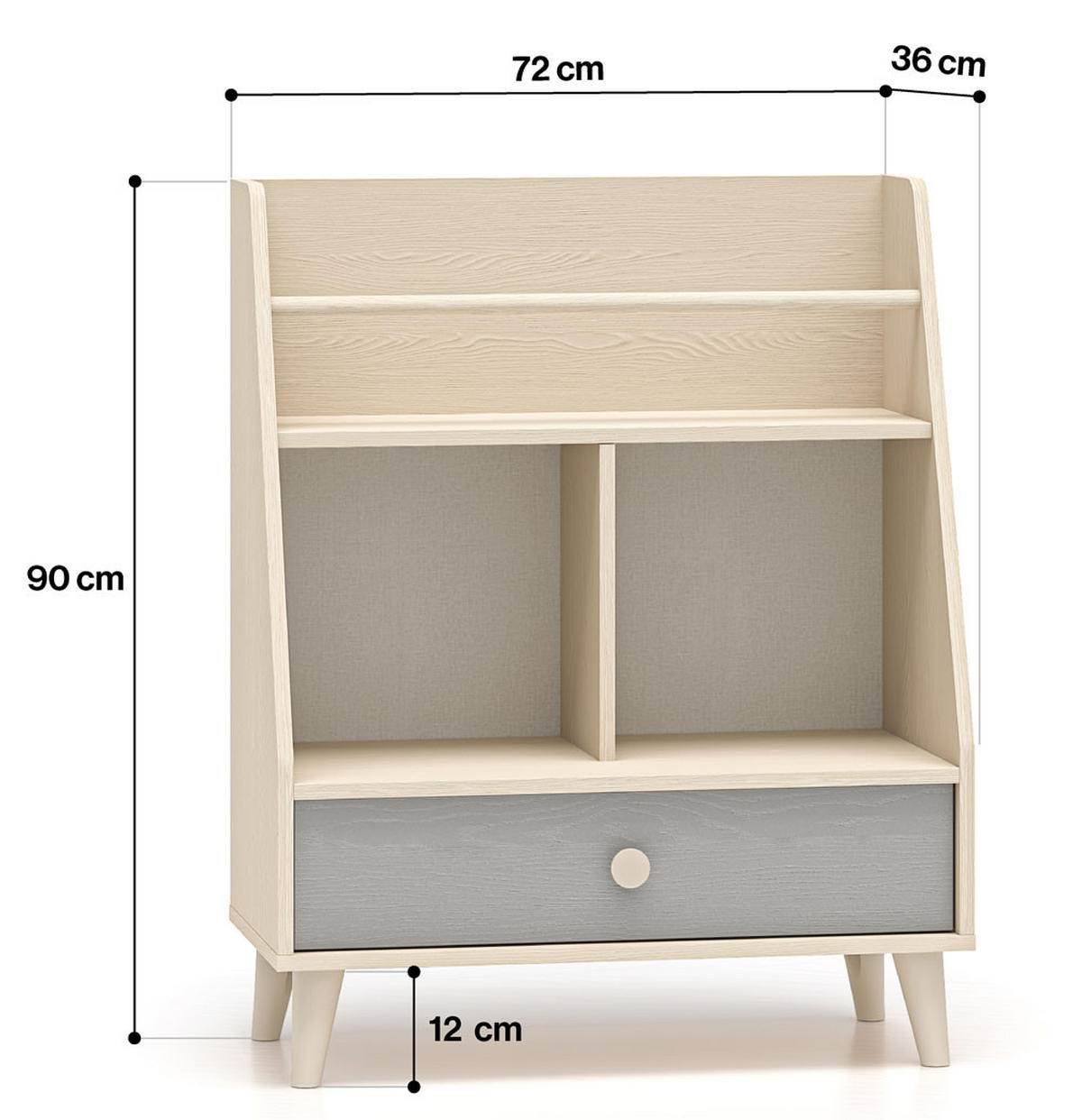 BÜCHERREGAL Mevel Wüstensand / Palladiumgrau 72 / 36 / 90cm - Braun/Grau, Holz/Holzwerkstoff (72/90/36cm) - Feldmann-Wohnen
