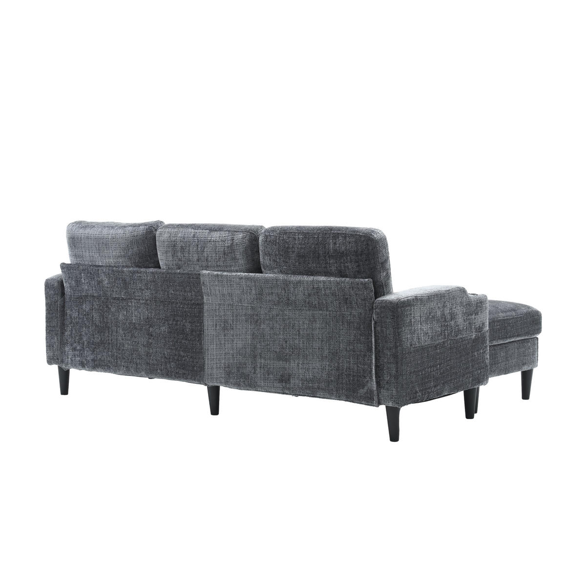SITZGARNITUR 4-SITZER Chenille Grau mit Stauraum - Grau, Holzwerkstoff/Kunststoff (196.5/77/75cm) - WISHDOR
