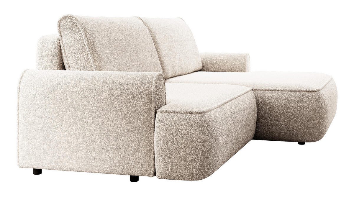 ECKSOFA 250 cm Mareno mit Bettkasten, Schlaffunktion, Rechts, Creme - Creme, Holz (146/250cm) - Emporius