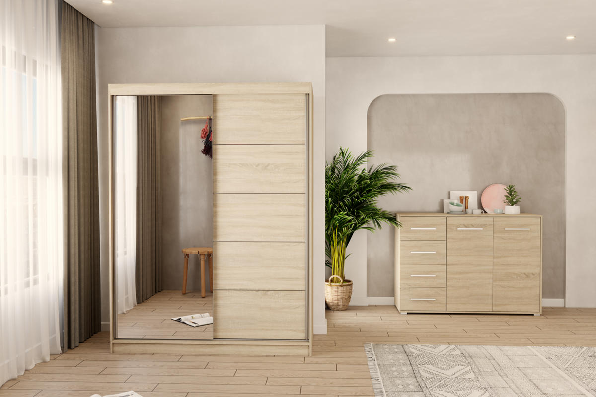 KOMMODE - Highboard IRYS 01 2D4S Sonoma - Sonoma Eiche, Holzwerkstoff (135/95/45cm) - Möblo