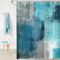 DUSCHVORHANG Türkis abstrakt modern Kunstwerk zeitgenössisch wasserdicht - Blau, Textil (180/180cm) - MCBOSON