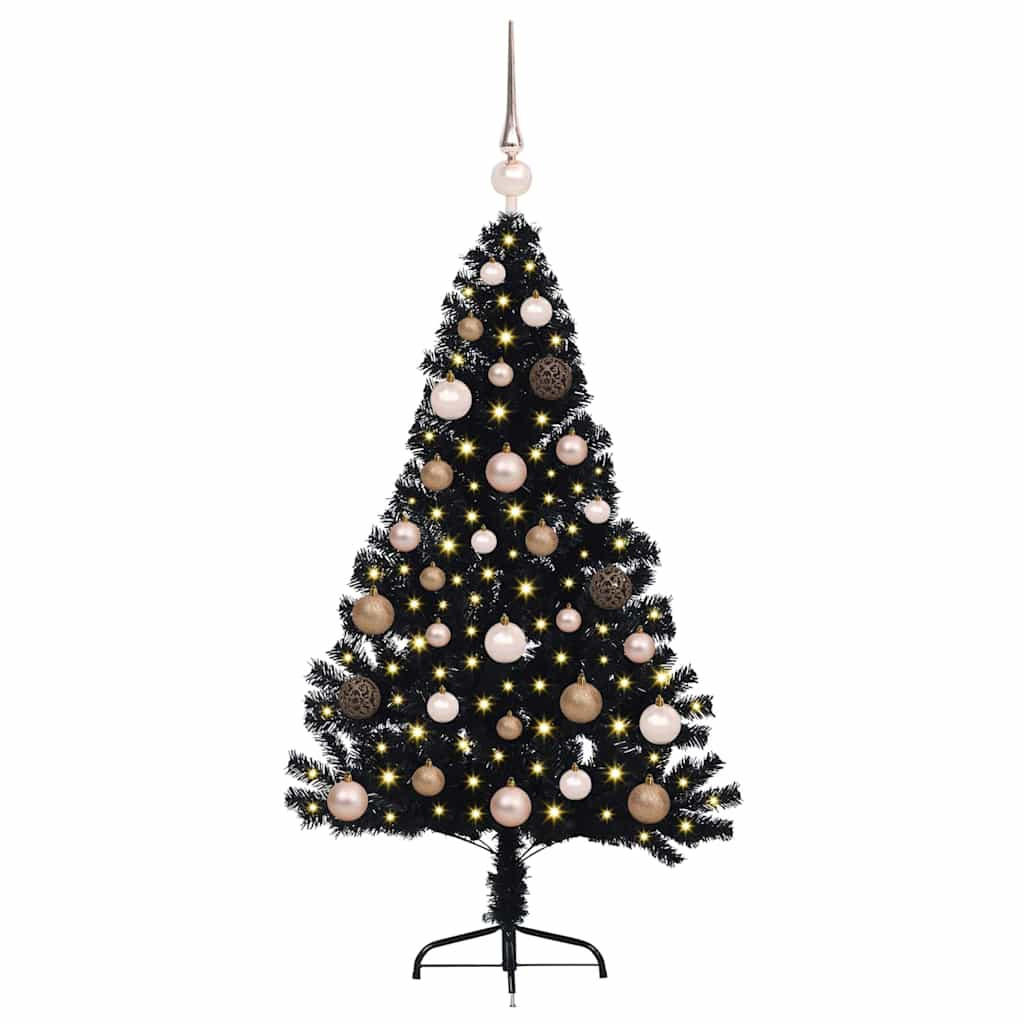 WEIHNACHTSBAUM Künstlicher Vorbeleuchteter Haltbar 68/68/120 cm Schwarz PVC - Schwarz, Kunststoff (120cm) - vidaXL