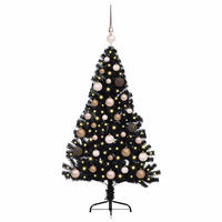 WEIHNACHTSBAUM Künstlicher Vorbeleuchteter Haltbar 68/68/120 cm Schwarz PVC - Schwarz, Kunststoff (120cm) - vidaXL