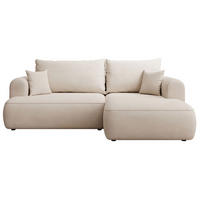 ROHOVÁ rozkladacia pohovka Ovo Mini krémová, ženilkový poťah Easy-Clean - čierna/krémová, textil/plast (156/238cm) - Selsey
