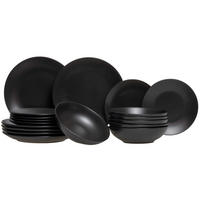 GESCHIRRSET18-TEILIG GESCHIRRSETBlack Tie - 18-teilig / 6 Personen - 6 Frühstücks-/Dessertteller, 6 tiefe Teller und 6 ESSTELLER - Schwarz, Keramik (2/2/1cm) - Studio Tavola