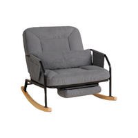 SCHAUKELSTUHL,ÜBERGROSS mit Fußstütze verstellbare Lehne Metallholz Cord,grau - Grau, Textil (87/89/88cm) - Vallsero